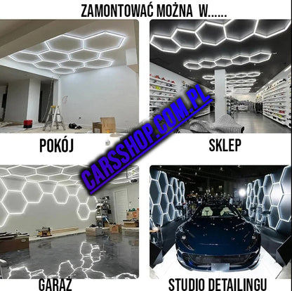 Lampy LED Hexagon do garażu, studia